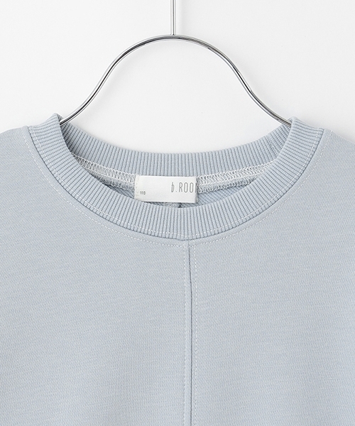 b・ROOM（ビールーム）の「【デイリースタンダードウェアシリーズ】【吸水速乾】ぷくっとオーバーサイズの配色ステッチスウェット（スウェット・キッズ・オフホワイト/トップグレー/パープル/ダークブラウン/ブラック/ブルーグレー/ライトピンク・150cm/130cm/100cm/140cm/120cm/110cm）」の18枚目の写真