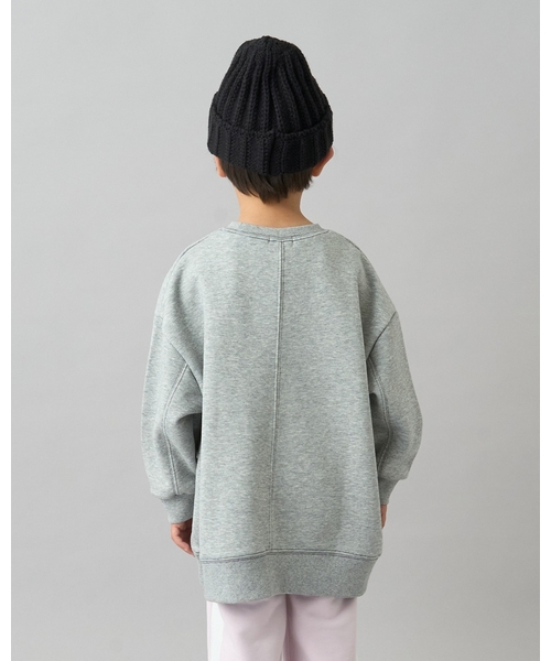 b・ROOM（ビールーム）の「【デイリースタンダードウェアシリーズ】【吸水速乾】ぷくっとオーバーサイズの配色ステッチスウェット（スウェット・キッズ・オフホワイト/トップグレー/パープル/ダークブラウン/ブラック/ブルーグレー/ライトピンク・150cm/130cm/100cm/140cm/120cm/110cm）」の12枚目の写真