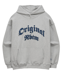 DENIM LETTERING HOODIE_melange grey