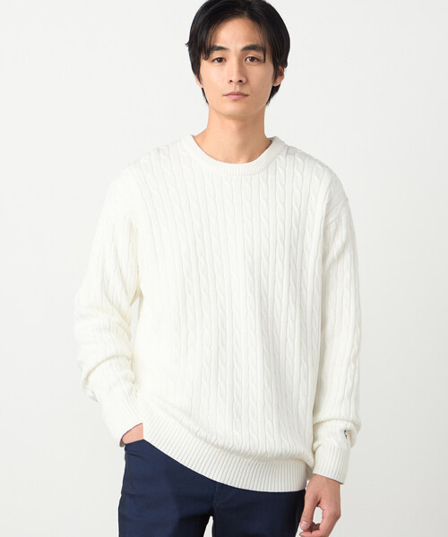 COMME CA ISM（コムサイズム）の「ケーブル柄 クルーネックプルオーバー（ニット/セーター・メンズ・グリーン/オフホワイト/ネイビー・LARGE/MEDIUM）」の2枚目の写真