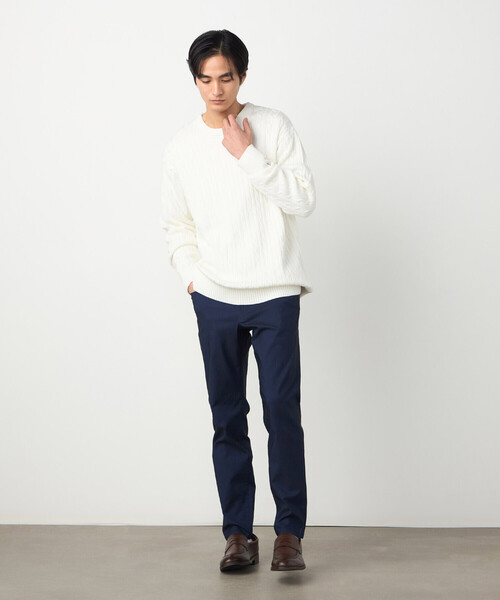 COMME CA ISM（コムサイズム）の「ケーブル柄 クルーネックプルオーバー（ニット/セーター・メンズ・グリーン/オフホワイト/ネイビー・LARGE/MEDIUM）」の4枚目の写真