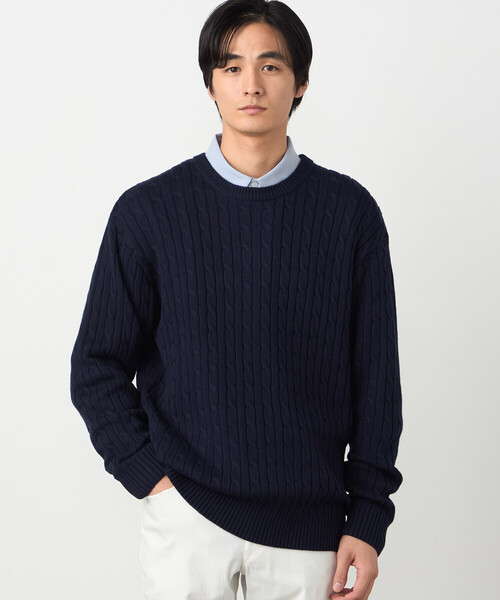 COMME CA ISM（コムサイズム）の「ケーブル柄 クルーネックプルオーバー（ニット/セーター・メンズ・グリーン/オフホワイト/ネイビー・LARGE/MEDIUM）」の21枚目の写真