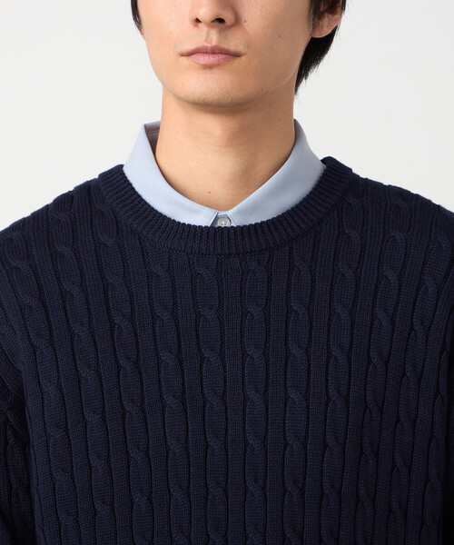 COMME CA ISM（コムサイズム）の「ケーブル柄 クルーネックプルオーバー（ニット/セーター・メンズ・グリーン/オフホワイト/ネイビー・LARGE/MEDIUM）」の12枚目の写真