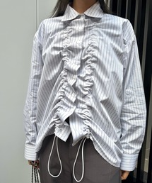 Narcissus（ナルシス）の「シャーリングブラウス/ストライプ柄/ドローコード（シャツ/ブラウス）」