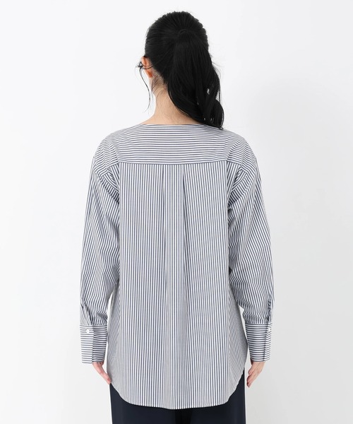 STRAWBERRY-FIELDS（ストロベリーフィールズ）の「シルキーストライプ/シルキーブロード_ボウタイシャツ（シャツ/ブラウス・レディース・ストライプ/ホワイト・2）」の10枚目の写真