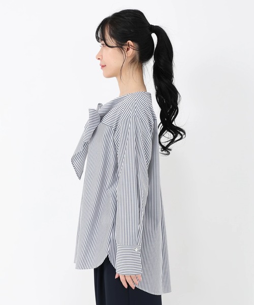 STRAWBERRY-FIELDS（ストロベリーフィールズ）の「シルキーストライプ/シルキーブロード_ボウタイシャツ（シャツ/ブラウス・レディース・ストライプ/ホワイト・2）」の9枚目の写真