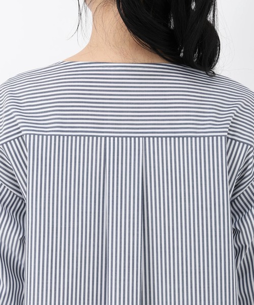 STRAWBERRY-FIELDS（ストロベリーフィールズ）の「シルキーストライプ/シルキーブロード_ボウタイシャツ（シャツ/ブラウス・レディース・ストライプ/ホワイト・2）」の7枚目の写真