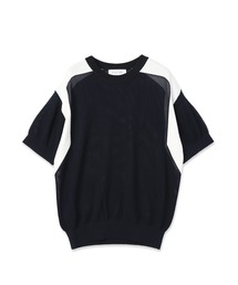 CULLNI | Airy Mesh Contrast Panel Short Sleeve Knit(ニット/セーター)