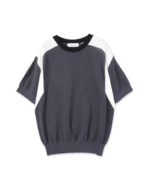 CULLNI（クルニ）の「Airy Mesh Contrast Panel Short Sleeve Knit（ニット/セーター）」