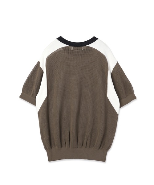 CULLNI(クルニ)の「Airy Mesh Contrast Panel Short Sleeve Knit(ニット/セーター・メンズ・アッシュブラウン/ダークネイビー/ダークグレー/ブラック・0/2/1)」の7枚目の写真
