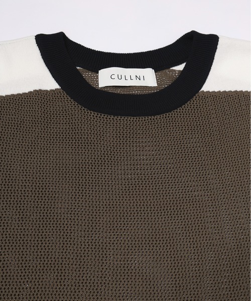 CULLNI(クルニ)の「Airy Mesh Contrast Panel Short Sleeve Knit(ニット/セーター・メンズ・アッシュブラウン/ダークネイビー/ダークグレー/ブラック・0/2/1)」の8枚目の写真