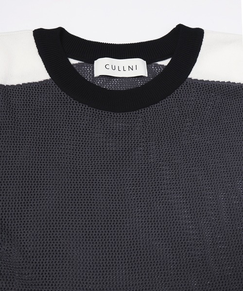 CULLNI(クルニ)の「Airy Mesh Contrast Panel Short Sleeve Knit(ニット/セーター・メンズ・アッシュブラウン/ダークネイビー/ダークグレー/ブラック・0/2/1)」の11枚目の写真