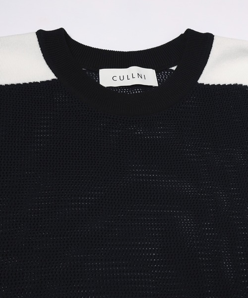 CULLNI(クルニ)の「Airy Mesh Contrast Panel Short Sleeve Knit(ニット/セーター・メンズ・アッシュブラウン/ダークネイビー/ダークグレー/ブラック・0/2/1)」の14枚目の写真