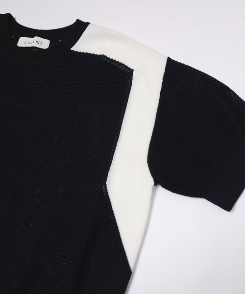 CULLNI(クルニ)の「Airy Mesh Contrast Panel Short Sleeve Knit(ニット/セーター・メンズ・アッシュブラウン/ダークネイビー/ダークグレー/ブラック・0/2/1)」の15枚目の写真