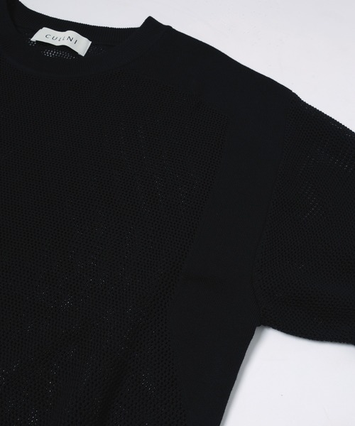 CULLNI(クルニ)の「Airy Mesh Contrast Panel Short Sleeve Knit(ニット/セーター・メンズ・アッシュブラウン/ダークネイビー/ダークグレー/ブラック・0/2/1)」の18枚目の写真
