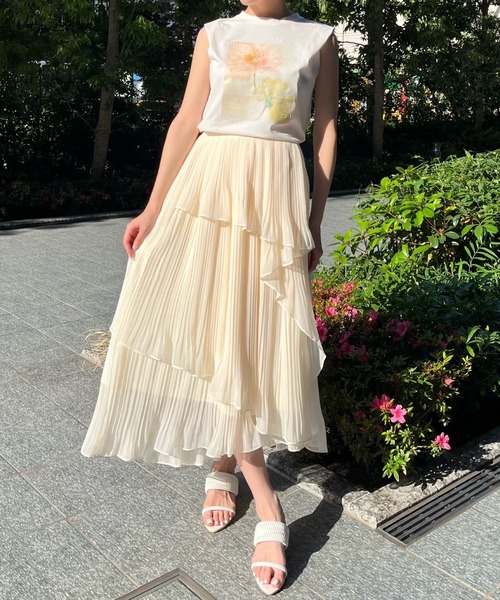 AND COUTURE(アンドクチュール)の「ティアードプリーツスカート(スカート・レディース・グリーン/アイボリー/ブラック・FREE)」の14枚目の写真