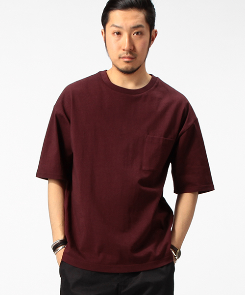 B:MING by BEAMS(ビーミングバイビームス)の「【一部予約】【Begin6月号掲載】ビーミング by ビームス / "HEAVY WEIGHT" ドロップショルダーポケットTシャツ(Tシャツ/カットソー・メンズ・ホワイト/カーキ/ワイン/ネイビー・SMALL/MEDIUM/X-LARGE/LARGE)」の5枚目の写真