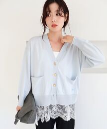 le.coeur blanc | ウォッシャブル刺繍Vネックカーデ(カーディガン/ボレロ)
