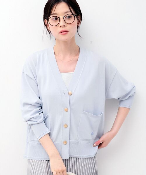 le.coeur blanc（ルクールブラン）の「ウォッシャブル刺繍Vネックカーデ（カーディガン/ボレロ・レディース・イエロー/ホワイト系その他/サックスブルー/ネイビー・38）」の13枚目の写真