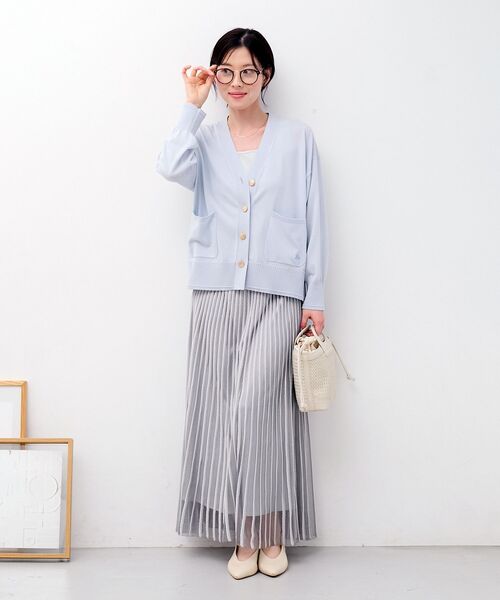 le.coeur blanc（ルクールブラン）の「ウォッシャブル刺繍Vネックカーデ（カーディガン/ボレロ・レディース・イエロー/ホワイト系その他/サックスブルー/ネイビー・38）」の18枚目の写真