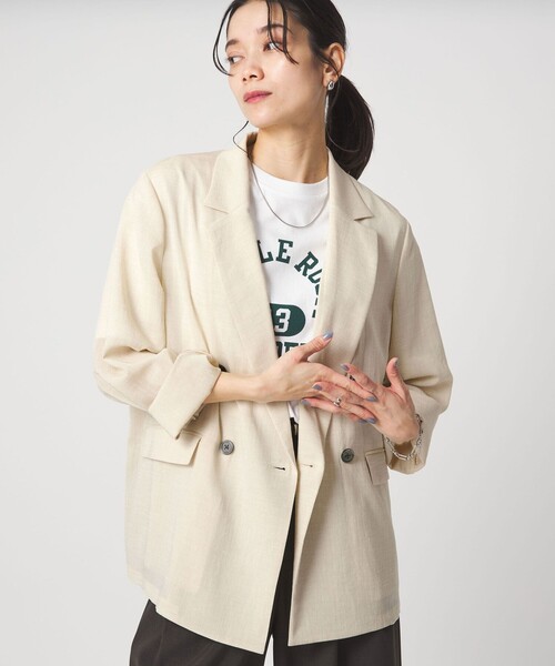 green label relaxing（グリーンレーベルリラクシング）の「【結論シリーズ】シアーエアジャケット［size SHORTあり］（テーラードジャケット・レディース・ナチュラル/ブラック/ダークブラウン/ベージュ・FREE/SHORT）」の4枚目の写真