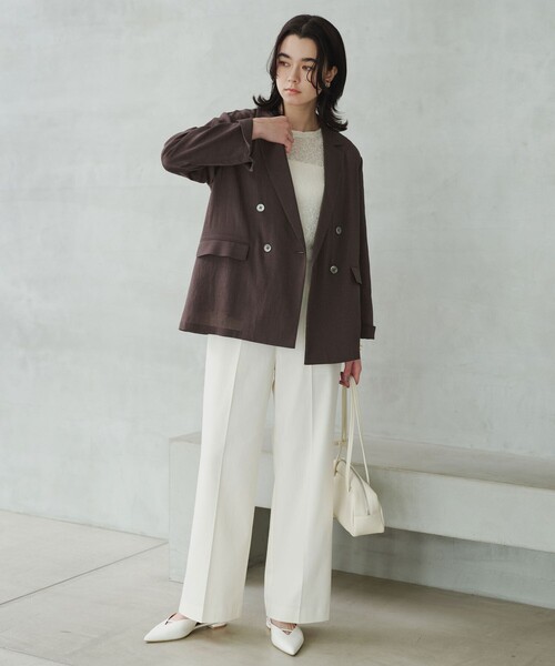 green label relaxing（グリーンレーベルリラクシング）の「【結論シリーズ】シアーエアジャケット［size SHORTあり］（テーラードジャケット・レディース・ナチュラル/ブラック/ダークブラウン/ベージュ・FREE/SHORT）」の10枚目の写真
