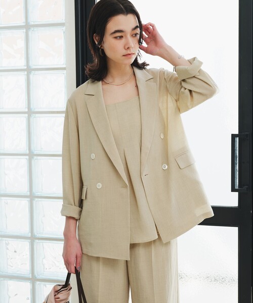 green label relaxing（グリーンレーベルリラクシング）の「【結論シリーズ】シアーエアジャケット［size SHORTあり］（テーラードジャケット・レディース・ナチュラル/ブラック/ダークブラウン/ベージュ・FREE/SHORT）」の11枚目の写真
