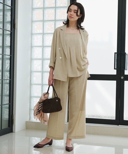green label relaxing（グリーンレーベルリラクシング）の「【結論シリーズ】シアーエアジャケット［size SHORTあり］（テーラードジャケット・レディース・ナチュラル/ブラック/ダークブラウン/ベージュ・FREE/SHORT）」の14枚目の写真