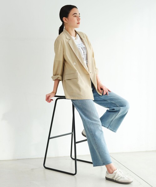 green label relaxing（グリーンレーベルリラクシング）の「【結論シリーズ】シアーエアジャケット［size SHORTあり］（テーラードジャケット・レディース・ナチュラル/ブラック/ダークブラウン/ベージュ・FREE/SHORT）」の19枚目の写真