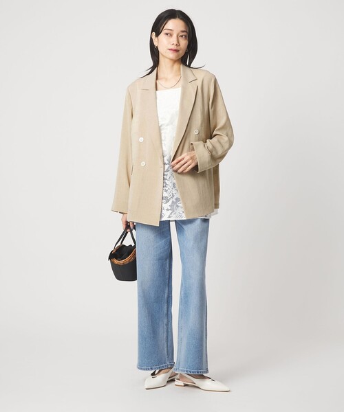 green label relaxing（グリーンレーベルリラクシング）の「【結論シリーズ】シアーエアジャケット［size SHORTあり］（テーラードジャケット・レディース・ナチュラル/ブラック/ダークブラウン/ベージュ・FREE/SHORT）」の6枚目の写真