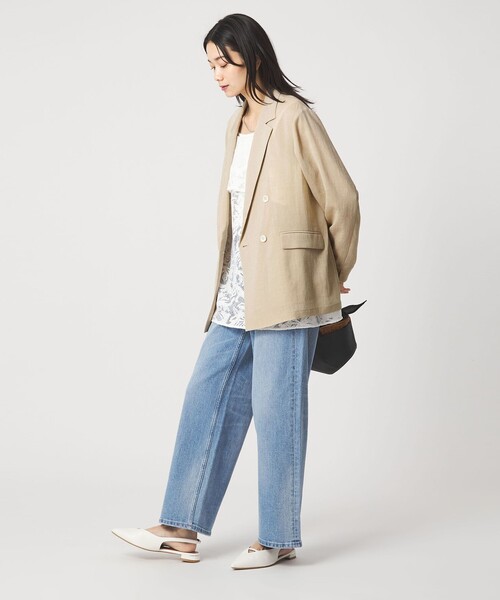 green label relaxing（グリーンレーベルリラクシング）の「【結論シリーズ】シアーエアジャケット［size SHORTあり］（テーラードジャケット・レディース・ナチュラル/ブラック/ダークブラウン/ベージュ・FREE/SHORT）」の7枚目の写真