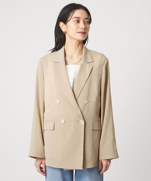 green label relaxing（グリーンレーベルリラクシング）の「【結論シリーズ】シアーエアジャケット［size SHORTあり］（テーラードジャケット・レディース・ナチュラル/ブラック/ダークブラウン/ベージュ・FREE/SHORT）」の11枚目の写真