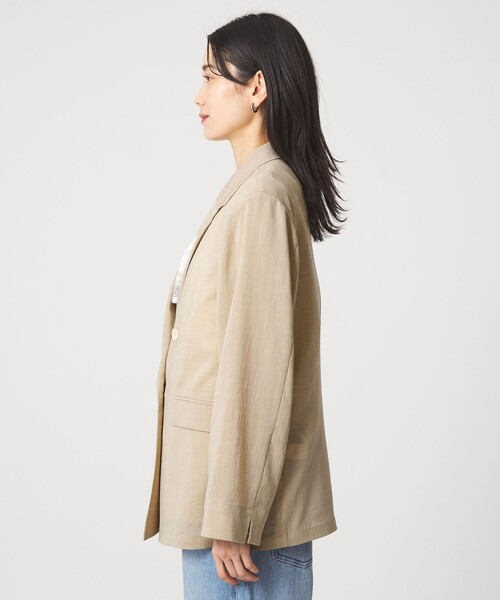 green label relaxing（グリーンレーベルリラクシング）の「【結論シリーズ】シアーエアジャケット［size SHORTあり］（テーラードジャケット・レディース・ナチュラル/ブラック/ダークブラウン/ベージュ・FREE/SHORT）」の12枚目の写真