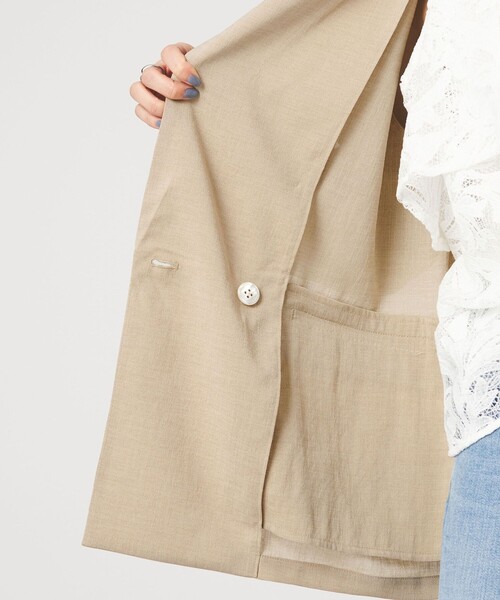 green label relaxing（グリーンレーベルリラクシング）の「【結論シリーズ】シアーエアジャケット［size SHORTあり］（テーラードジャケット・レディース・ナチュラル/ブラック/ダークブラウン/ベージュ・FREE/SHORT）」の20枚目の写真