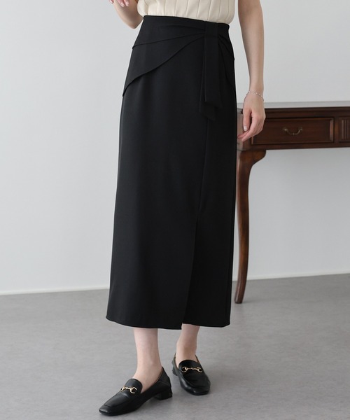 BLUEEAST(ブルーイースト)の「ウエストリボンタイトスカート(スカート・レディース・チャコールグレー/ブラック/アイボリー・MEDIUM/SMALL)」の2枚目の写真