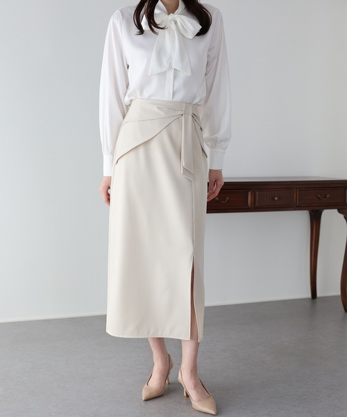 BLUEEAST(ブルーイースト)の「ウエストリボンタイトスカート(スカート・レディース・チャコールグレー/ブラック/アイボリー・MEDIUM/SMALL)」の14枚目の写真