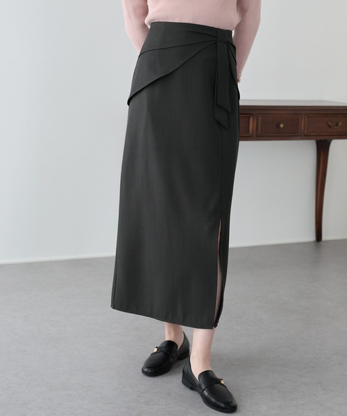 BLUEEAST(ブルーイースト)の「ウエストリボンタイトスカート(スカート・レディース・チャコールグレー/ブラック/アイボリー・MEDIUM/SMALL)」の18枚目の写真