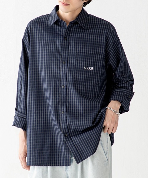 AMERICAN RAG CIE（アメリカンラグシー）の「【AMERICAN RAG CIE】スナップシャツ（ユニセックス）（シャツ/ブラウス・レディース・ブルー/ブラック/ネイビー/ベージュ・LARGE/MEDIUM）」の6枚目の写真