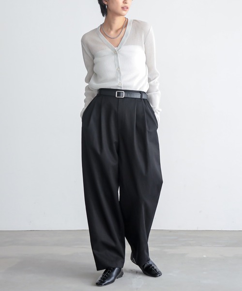 for/c（フォーシー）の「[低身長/高身長向けサイズ有]なめらかツイルカーブパンツ【サスティナブル】（スラックス・レディース・ブラック/ライトベージュ・M/PM/TM/LL/L）」の10枚目の写真