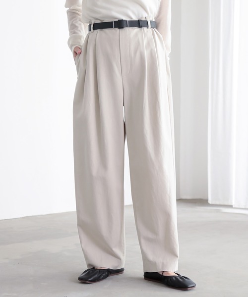for/c（フォーシー）の「[低身長/高身長向けサイズ有]なめらかツイルカーブパンツ【サスティナブル】（スラックス・レディース・ブラック/ライトベージュ・M/PM/TM/LL/L）」の18枚目の写真