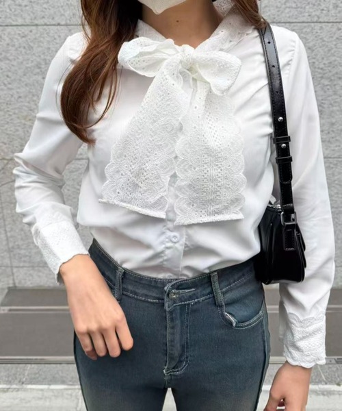 mebole(メボレ)の「レースボウタイブラウス(シャツ/ブラウス・レディース・ホワイト・FREE)」の7枚目の写真
