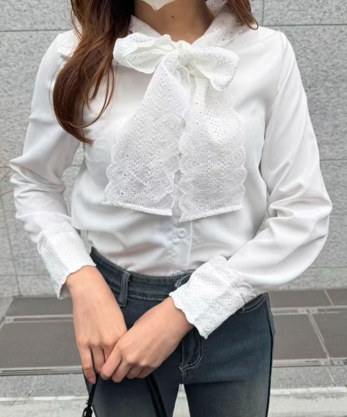 mebole(メボレ)の「レースボウタイブラウス(シャツ/ブラウス・レディース・ホワイト・FREE)」の8枚目の写真