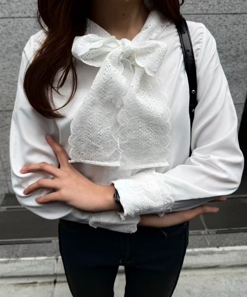 mebole(メボレ)の「レースボウタイブラウス(シャツ/ブラウス・レディース・ホワイト・FREE)」の9枚目の写真