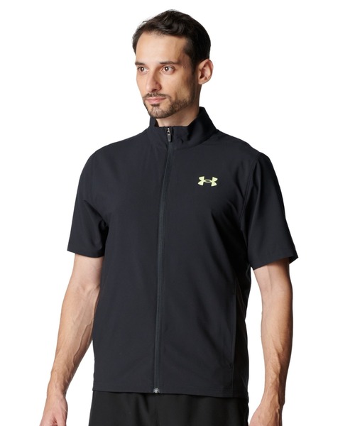 UNDER ARMOUR（アンダーアーマー）の「アンダーアーマー  UAフレッシュウーブン フルジップ ショートスリーブ Tシャツ（ジャージ・メンズ・グレー/ブラック×イエロー・L/M/3L/LL）」の2枚目の写真