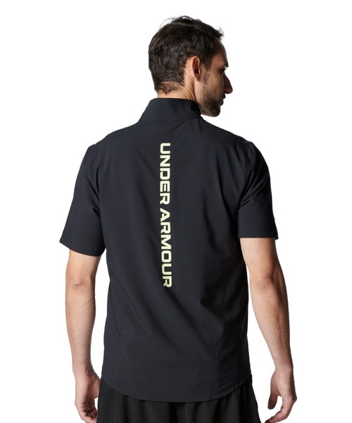UNDER ARMOUR（アンダーアーマー）の「アンダーアーマー  UAフレッシュウーブン フルジップ ショートスリーブ Tシャツ（ジャージ・メンズ・グレー/ブラック×イエロー・L/M/3L/LL）」の3枚目の写真