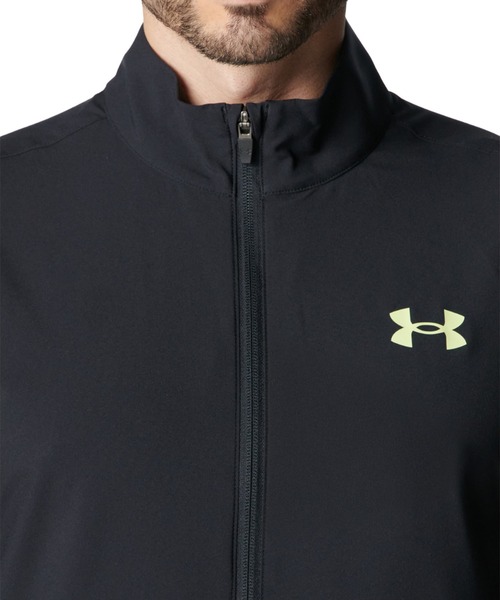 UNDER ARMOUR（アンダーアーマー）の「アンダーアーマー  UAフレッシュウーブン フルジップ ショートスリーブ Tシャツ（ジャージ・メンズ・グレー/ブラック×イエロー・L/M/3L/LL）」の5枚目の写真