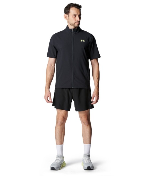 UNDER ARMOUR（アンダーアーマー）の「アンダーアーマー  UAフレッシュウーブン フルジップ ショートスリーブ Tシャツ（ジャージ・メンズ・グレー/ブラック×イエロー・L/M/3L/LL）」の4枚目の写真