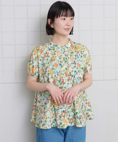 l'atelier du savon（アトリエドサボン）の「夏のフルーツプリント　丸襟ブラウス（シャツ/ブラウス・レディース・ネイビー/ホワイト・FREE）」の7枚目の写真