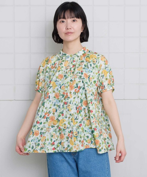 l'atelier du savon（アトリエドサボン）の「夏のフルーツプリント　丸襟ブラウス（シャツ/ブラウス・レディース・ネイビー/ホワイト・FREE）」の9枚目の写真