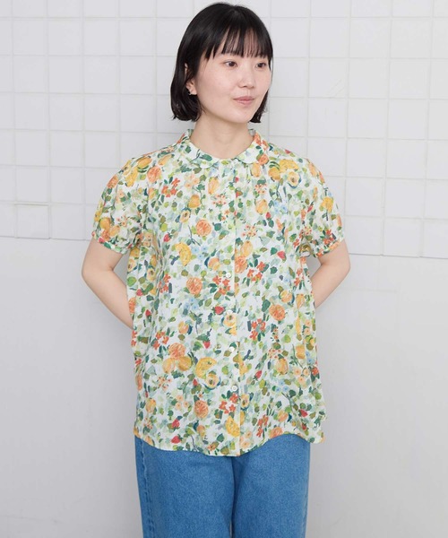 l'atelier du savon（アトリエドサボン）の「夏のフルーツプリント　丸襟ブラウス（シャツ/ブラウス・レディース・ネイビー/ホワイト・FREE）」の4枚目の写真
